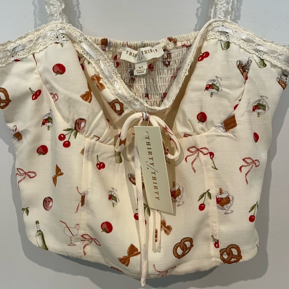 Thirty/Thirty Cream Patterned Top CROP